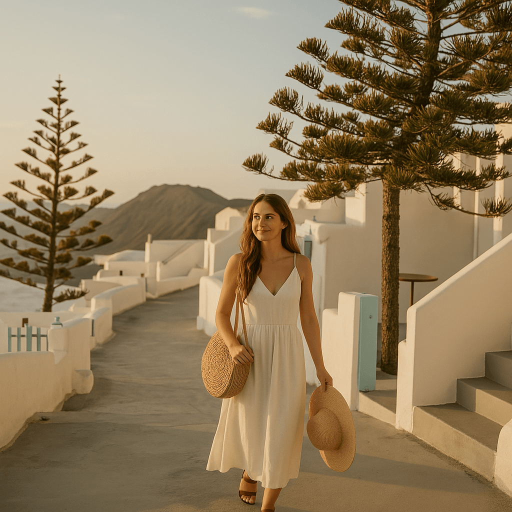 Collage showing Greek scenery, culture, and cuisine